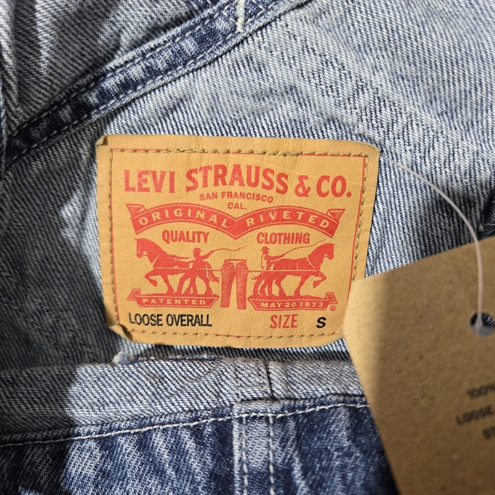 $120 Levis Workwear Loose Overalls Mens Size Small Denim Cotton Blue S - Picture 3 of 9